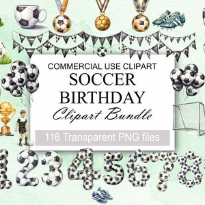 Fußball Geburtstag Clipart: 116 PNG transparent, Fußball Ball Clipart, Jungen Fußball Geburtstag Einladung Clipart Bundle, Sofortiger digitaler Download