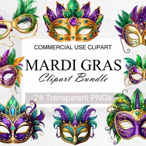 24 PNG Aquarell Karneval PNG Maske Clipart, Karneval Clip Art, Karneval Maske Kunst Bundle 300 DPI Sublimation Design Bundle