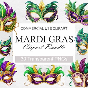 30 PNG Aquarell Karneval PNG Maske Clipart, Karneval Clip Art, Karneval Maske Kunst Bundle 300 DPI Sublimation Design Bundle