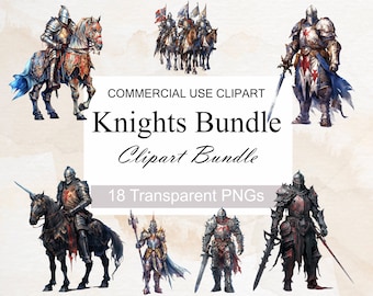 22 PNG Medieval Knight Clipart Set, Crusader Warriors Clipart, Fantasy ...
