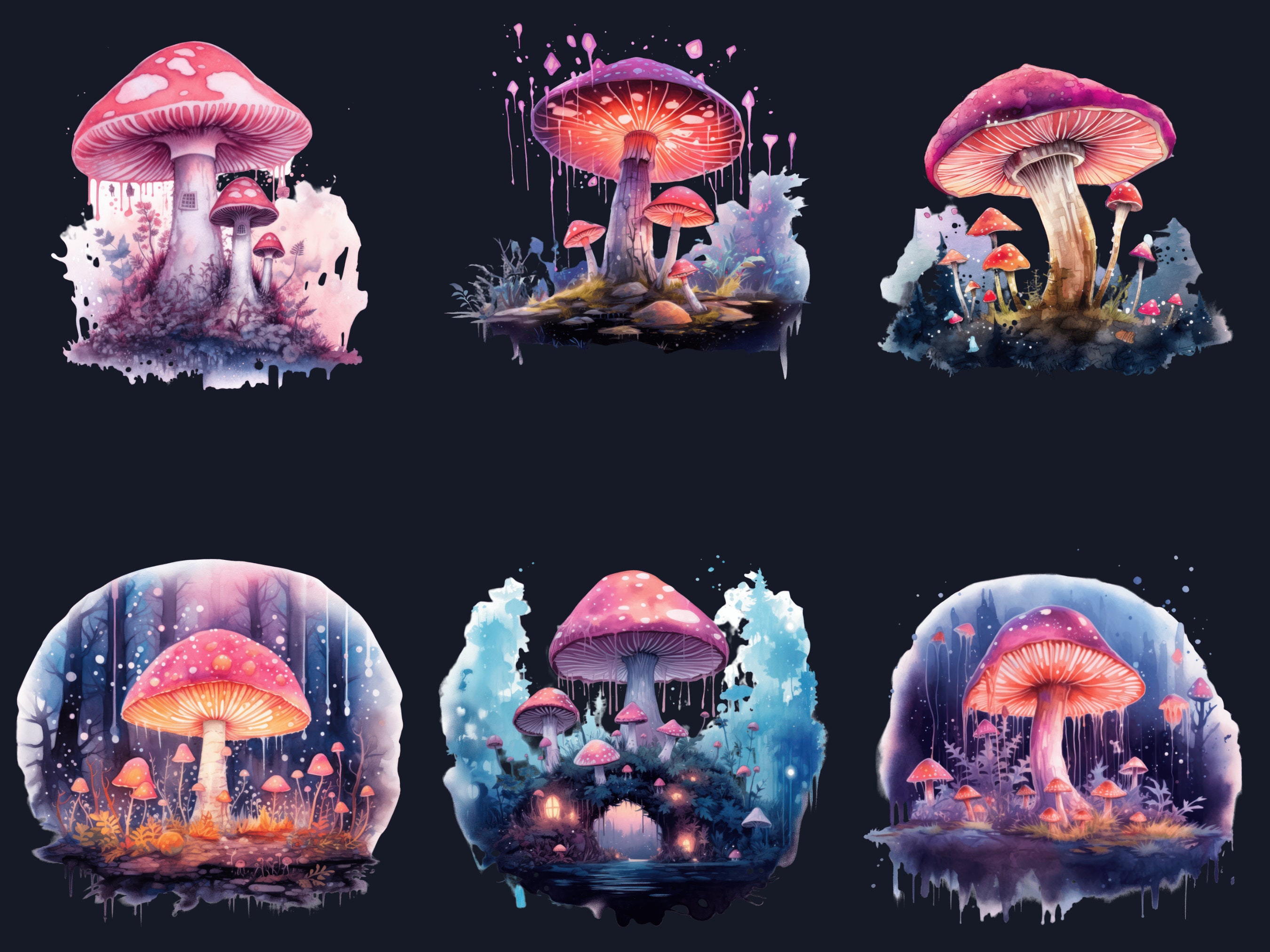 18 PNG Watercolor Magic Pink Mushrooms Clipart, Mushroom Clip Art ...