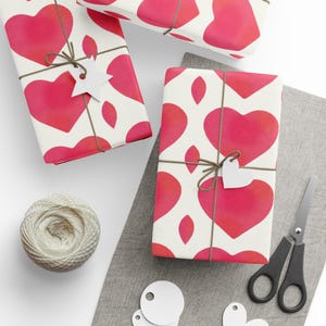 Red & Pink Heart Wrapping Paper! Valentine&#39;s Day, Heart Pattern Gift Wrap, Romantic Gift Wrap