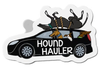 Large 6" Hound Hauler Car Magnet - Greyhound Whippet