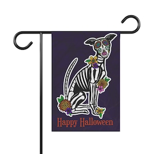 Halloween Hound Sugar Skull Garden Flag