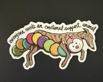 Emotional Support Vinyl Sticker - Greyhound Whippet Galgo Lurcher