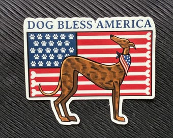 Pegatina "Dog Bless America" - Galgo Whippet Galgo Iggy