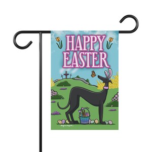 Happy Easter Hound Garden Flag - Greyhound Whippet Galgo