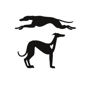 Floral Hound Silhouette Vinyl Decal - Greyhound Whippet Galgo