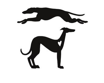 Calcomanía de vinilo con silueta de sabueso floral - Galgo, whippet