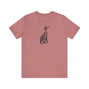 May include: A heathered mauve short-sleeve t-shirt featuring a black graphic of a sitting dog. The dog's silhouette is filled with the text I LIKE BIG PUPS AND I CANNOT LIE, with a small heart icon integrated into the lettering on the left side.