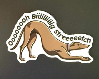 Big Stretch Sticker (3 designs) - Greyhound Whippet Galgo Lurcher Dog Hound Decal