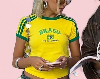 Brasil schattig Y2K T-shirt, Angel Baby Brazilië T-shirt met korte mouwen