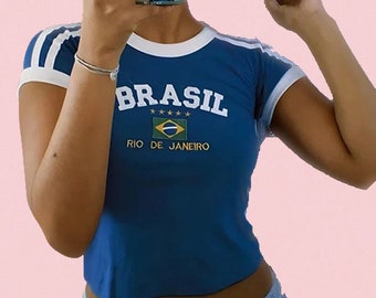 Brasil Süßes Y2K T-Shirt, Engel Baby Brasilien Tee Kurzarm Top