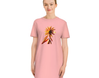 Bio-Umweltfreundlich, Spinner T-Shirt Dress mit Sonnenblume