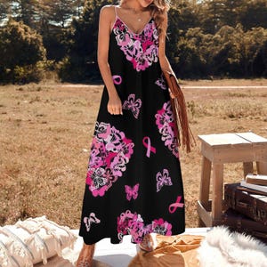 Ankle-length slip dress for women | BDQ maxi dress with all-over print | Boho summer dress | Light and airy long dress | Festival outfit