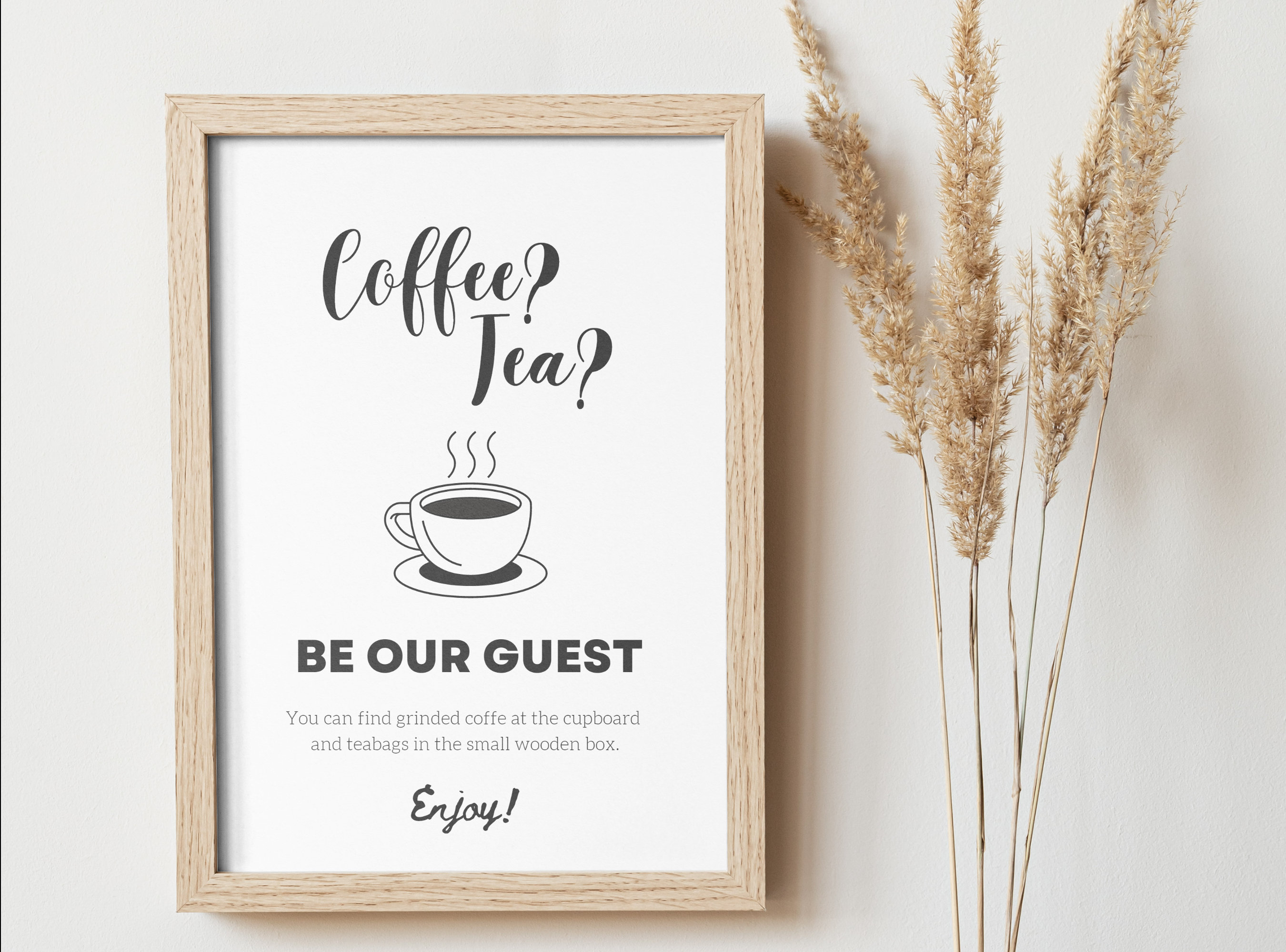 Editable Free Coffee Sign, Printable Airbnb Kitchen Sign, Custom VRBO ...