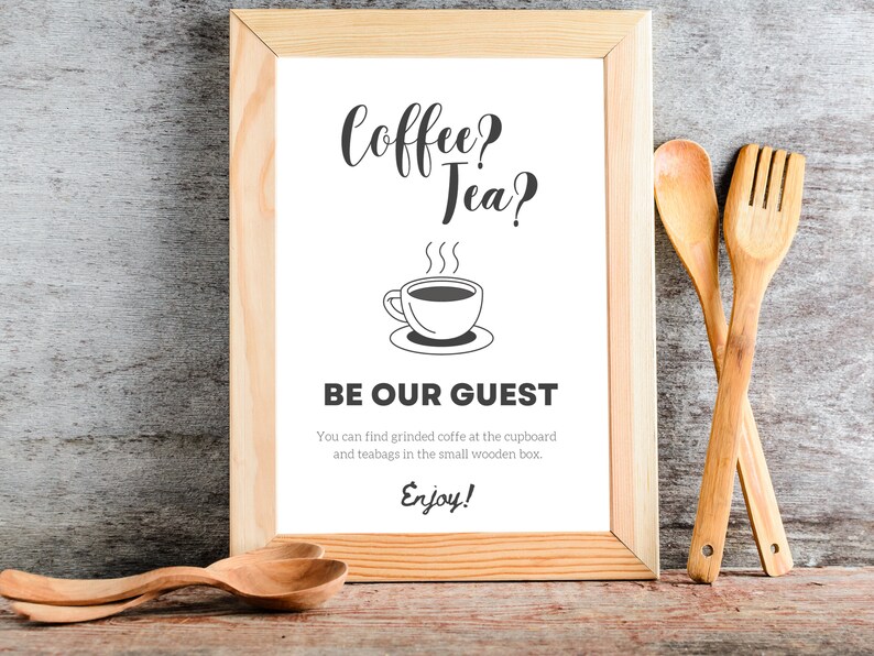 Editable Free Coffee Sign, Printable Airbnb Kitchen Sign, Custom VRBO ...