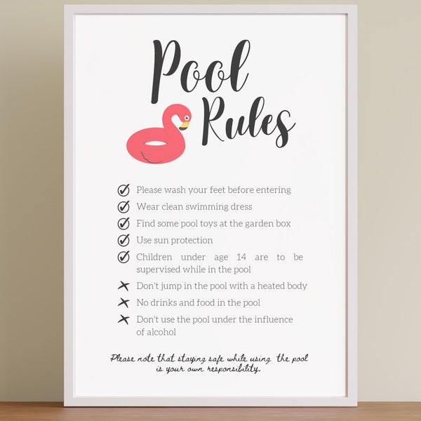 Pool Rules Editable Sign Pool Instructions for Guests Printable Airbnb Signage Custom VRBO Poster Airbnb House Rules Instant Download PDF