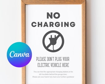 No Charging Point Sign, No Charging Station, Editable Airbnb Poster, Custom VRBO Sign, Do Not Charge Electric Vehicle, Guest Rules For Use
