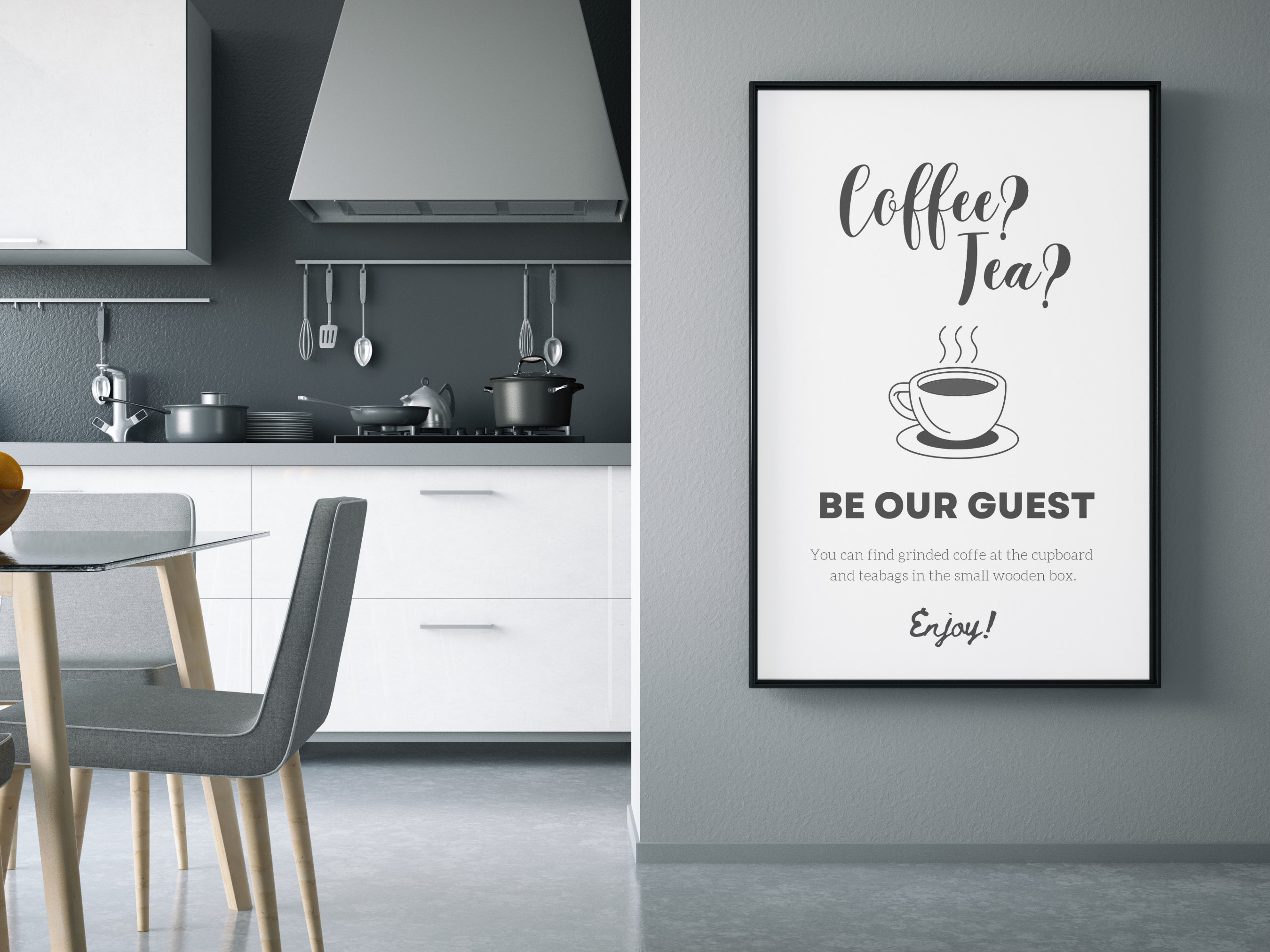 Editable Free Coffee Sign, Printable Airbnb Kitchen Sign, Custom VRBO ...