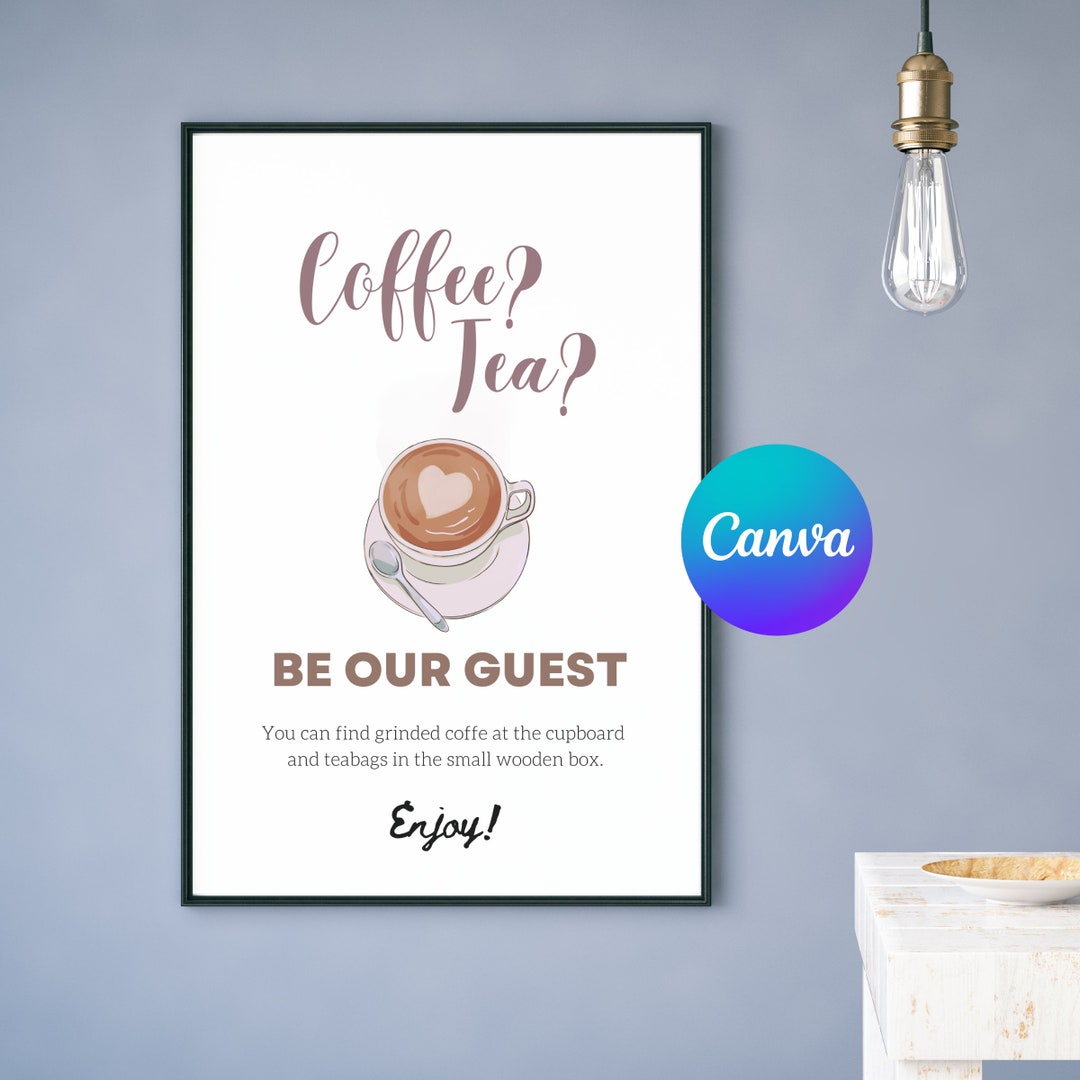 Free Coffee Sign, Editable Coffee Offering Sign, Printable Airbnb ...