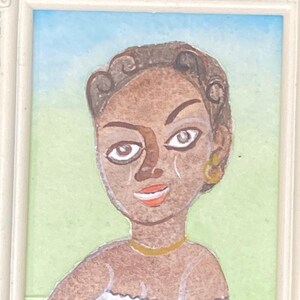 Lady Face # 7   &quot;Monique”   Original Watercolor Miniature Portrait Painting by Artist Johanna Maria Spoerri