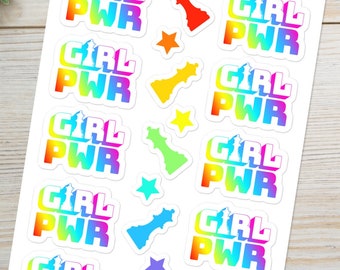 Girl Power Chess Sticker Sheet, Rainbow Decals