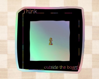 THINK Outside The Board, Chess Holographic Sticker, Pawn