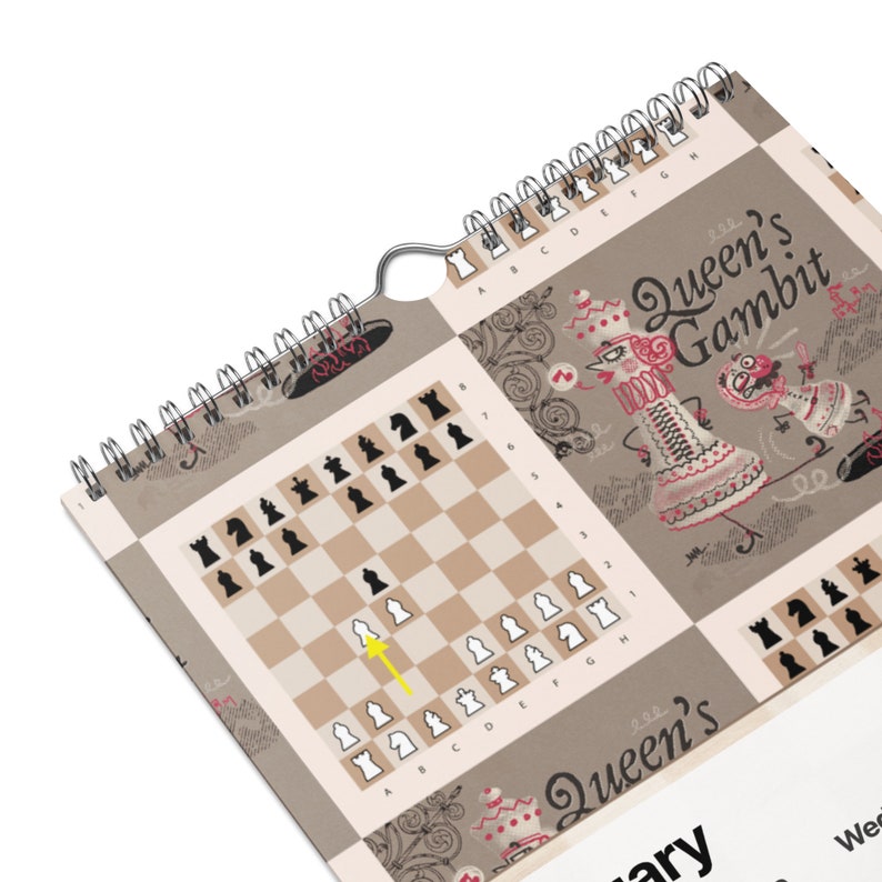 Chess Artwork Calendar 2025, Featuring Popular Classic Chess Openings