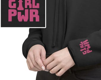 Girl Power Embroidered Crop Hoodie: Chess Design