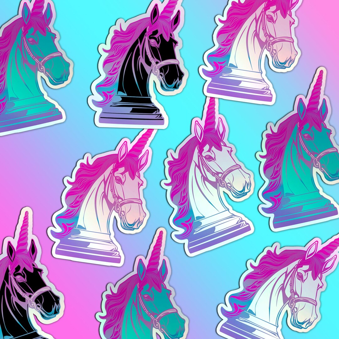 Holographic Unicorn Chess Stickers: 3D Vinyl Decals - Etsy