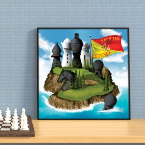 The Sicilian Defense Chess Opening Vintage Book Cover Poster Style |  Greeting Card