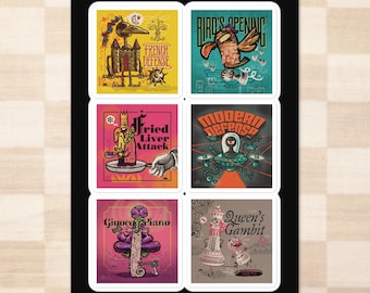 Chess Opening Stickers: Marcelo Martinez Art, Unique Chess Gift