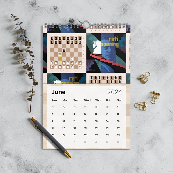 Chess Artwork Calendar (2024), featuring Popular Classic Chess Openings