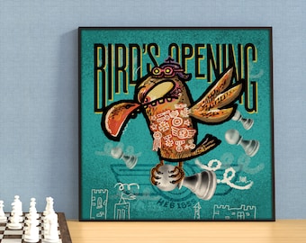 The Bird&#39;s Opening | Chess Opening Poster Print | Chess Enthusiasts, Kids, Teens, Teachers, Mentors, Chess Clubs and Classroom Décor.
