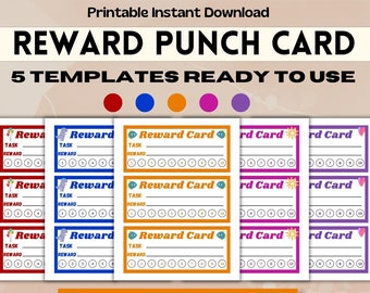 Editable Reward Punch Cards, Childs Incentive Tracker Template, Classroom Punch Card, Reward System, Printable Behavior Card Templates