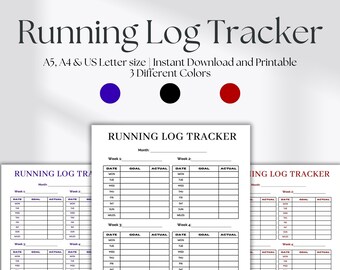 Plantilla de registro de seguimiento de carrera imprimible en formato PDF, planificador de carrera, registro de entrenamiento cardiovascular, planificador de salud y actividad física, registro de carrera, tamaño A4/A5/carta