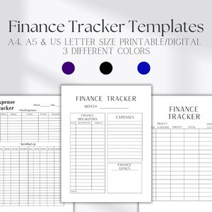 Printable Finance Tracker Templates, Expense Log, Digital Budget Planner, Spending Tracker, Bill Tracker, A4/A5/Letter InstantDownload PDF