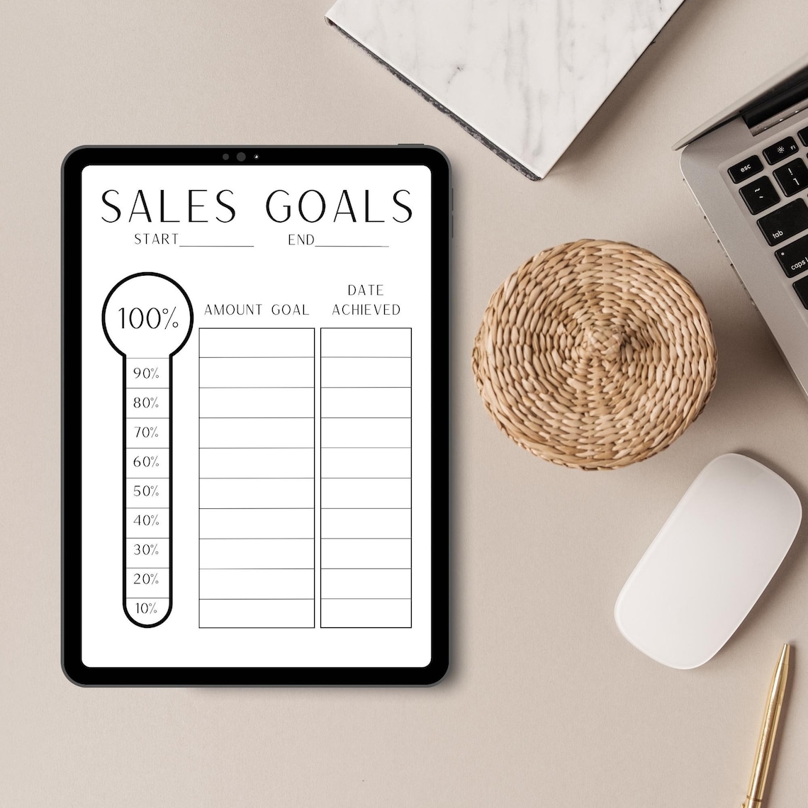 Printable Sales Goal Tracker, Simple Finance Thermometer Chart Tracker, Minimalist Goal ...