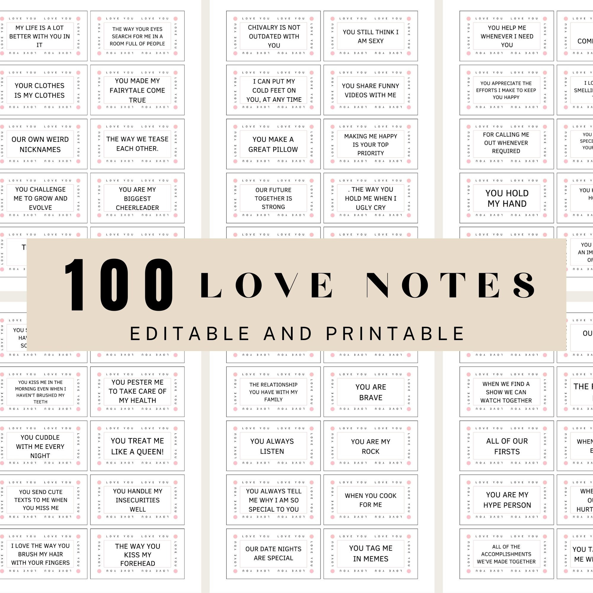 Reasons Why I Love You,  couple cards, love messages, printable love notes, valentine's day, anniversary gift, love cards, editable canva