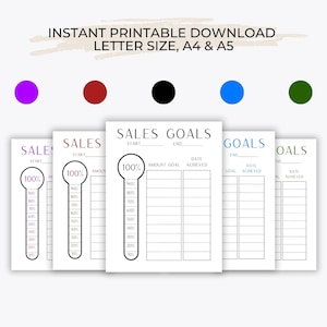 Printable Sales Goal Tracker, Simple Finance Thermometer Chart Tracker ...