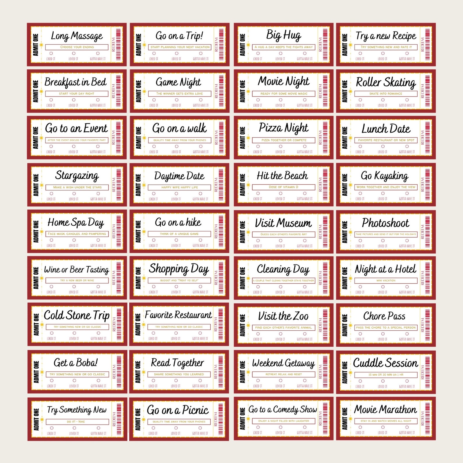 Editable Printable Love Coupons Book Template -anniversary or Valentine ...