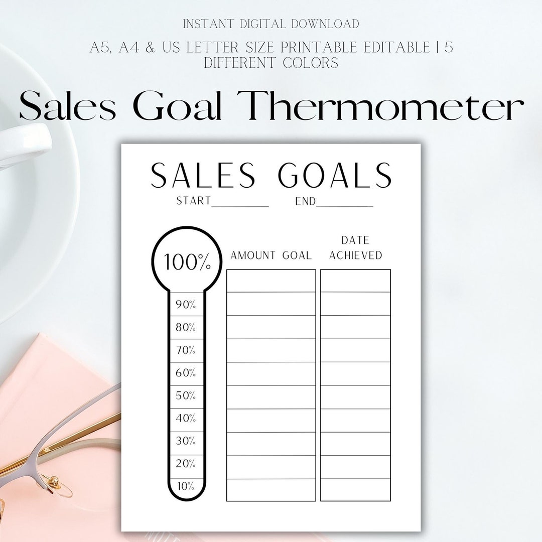 Printable Sales Goal Tracker Simple Finance Thermometer Chart Tracker Minimalist Goal Printable Sales Goal Tracker Simple Finance Thermometer Chart Tracker Minimalist Goal