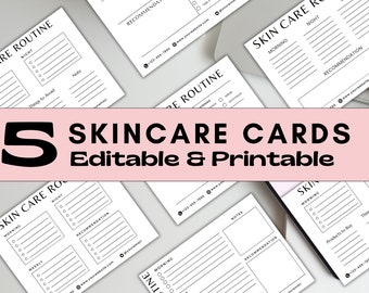 Home Skincare Routine Cards, Editable Esthetician Canva Templates, Facial Treatment Aftercare Cards, Skincare Product Regimen Plan