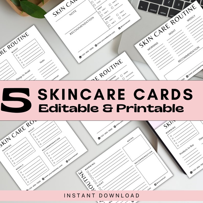 5 skincare cards you can pick and edit.