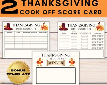 Thanksgiving Cook-Off Score Card |  Editable Taste-Testing | Printable Judging Contest Sheet | Food Tasting Game | Family Thanksgiving Party