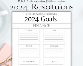 Printable 2024 Specific Goal Setting Templates, New Year's Resolutions, Printable Bucket List, Goodnotes- A4, A5, and US Letter- Digital
