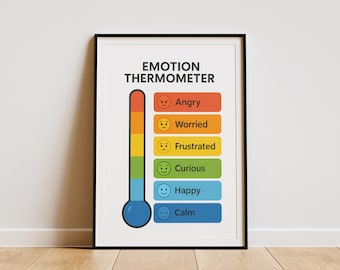 Emotion Thermometer Poster | Kids Feelings Chart | Emotional Regulation Tool | Montessori Poster | Digital Download