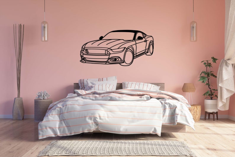 Mustang Car Silhouette Metal Wall Art, Garage Wall Decor, Car