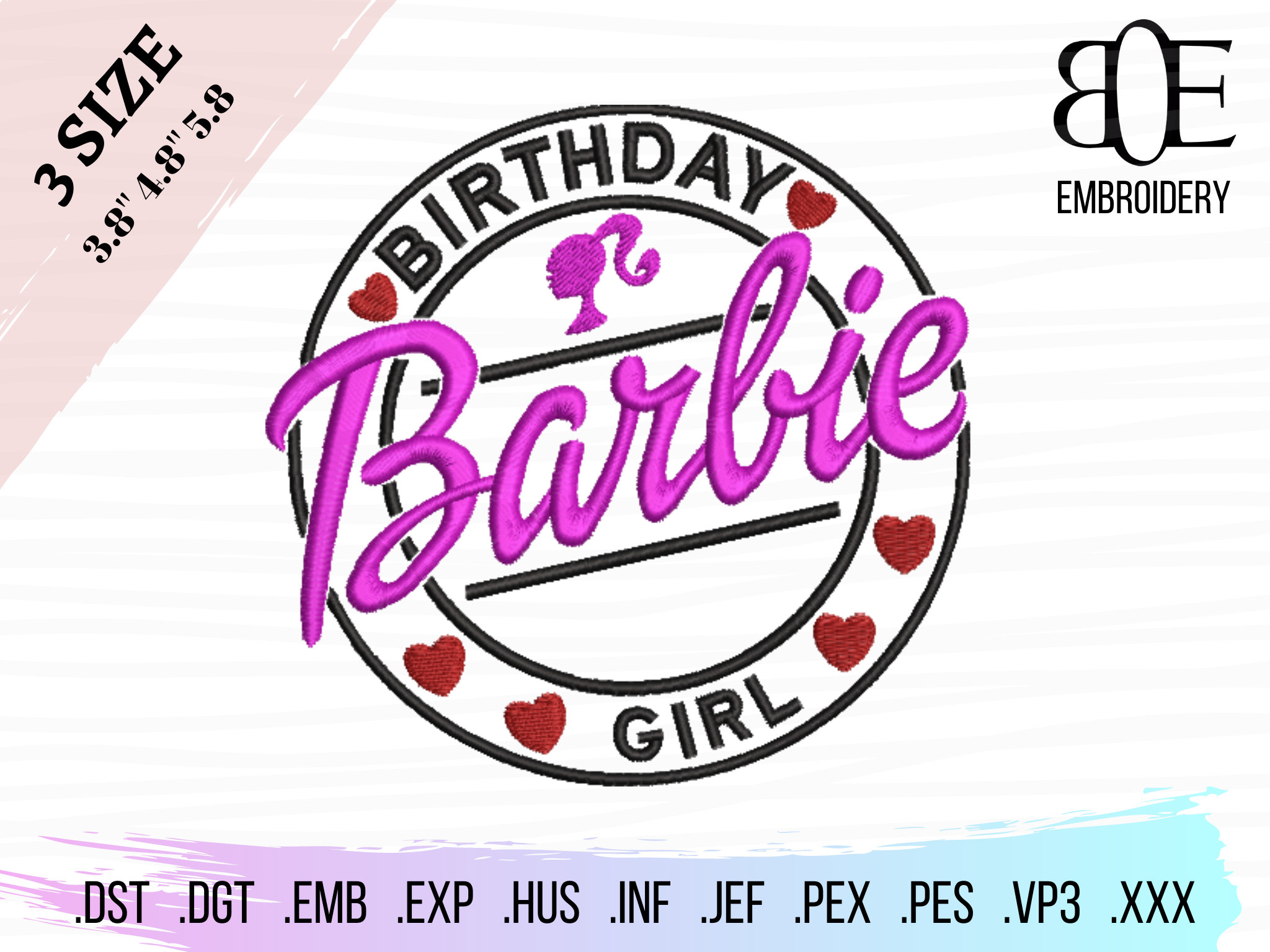 Barbie Machine Embroidery Design Birhday Girl Embroidery - Etsy
